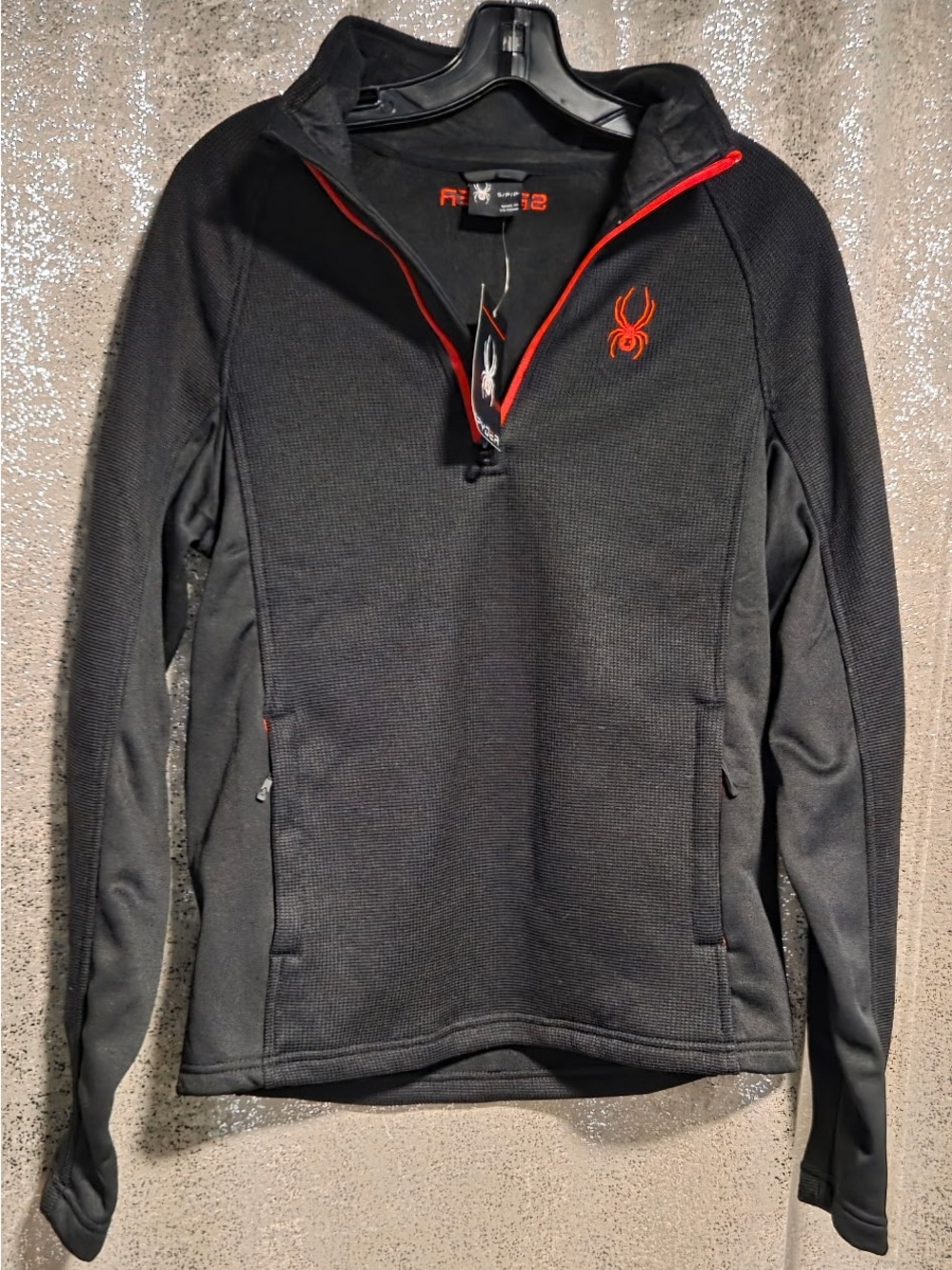 Spyder Men's Black Quarter-Zip Pullover with Red Trim